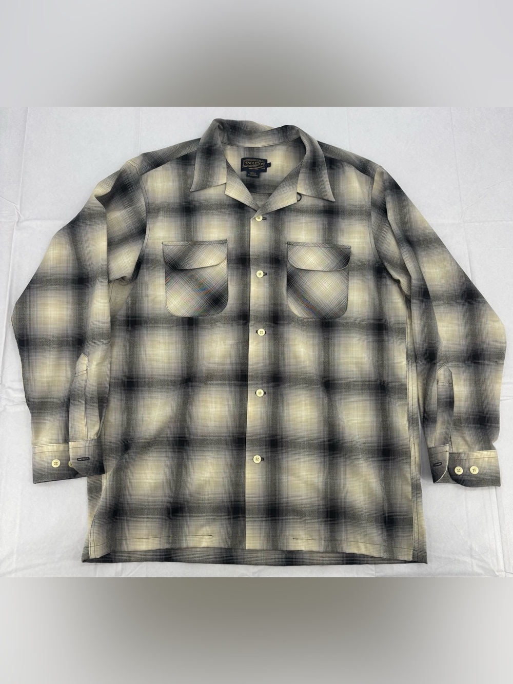 Pendleton 100% Wool/Laine Ombre Plaid Button-Up Shirt